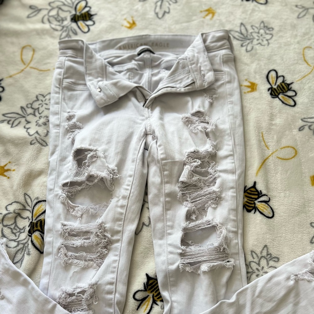 AMERICAN EAGLE SIZE 6 white holy jegging jeans - Picture 4 of 8